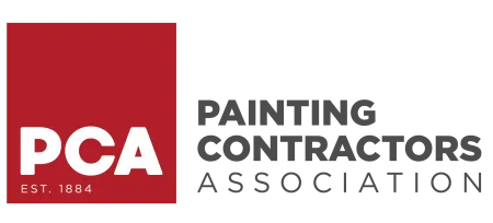 Logo of Painting Contractors Association with red block and white PCA text established 1884.
