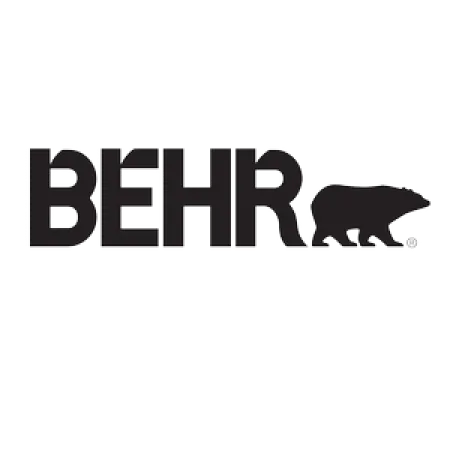 BEHR logo with bold black letters and a silhouette of a bear on white background