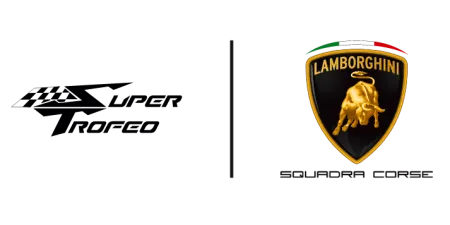 Lamborghini Squadra Corse logo featuring a golden bull on a black shield with Italian flag colors on top.