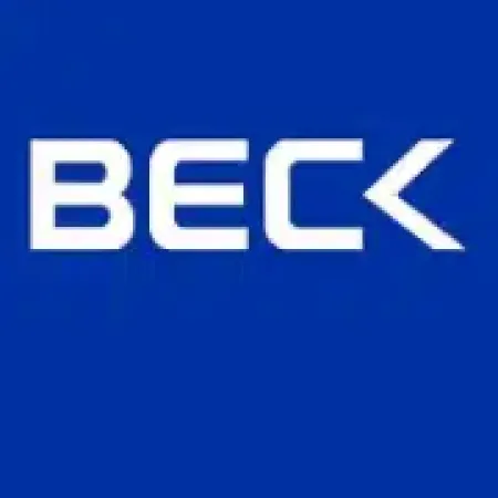 White stylized text BECK on a solid blue background.