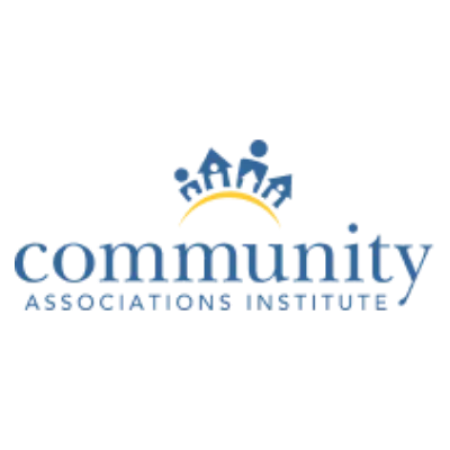 Community Associations Institute logo featuring stylized homes above yellow arc and blue text.