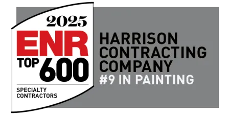 2025 ENR Top 600 Specialty Contractors badge recognizing Harrison Contracting Company as #9 in Painting.