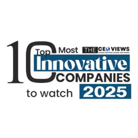 Top 10 innovative companies to watch in 2025 by The CEO Views logo and text