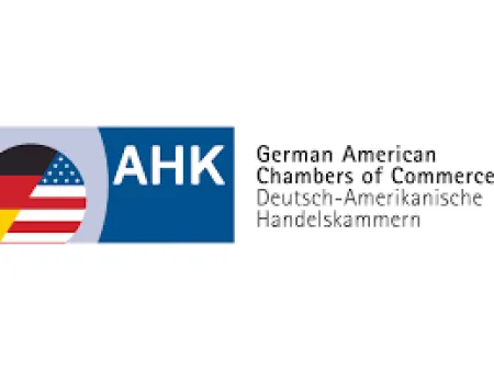 Logo of the German American Chambers of Commerce featuring combined US and German flags with AHK text.