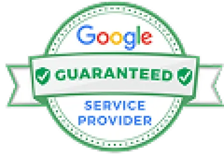 Google Guaranteed Service Provider badge with green and blue colors and checkmark icons