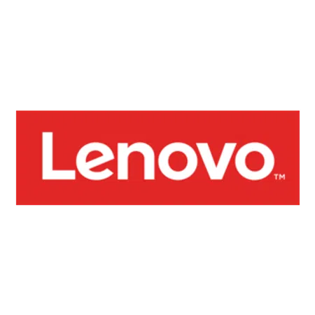 Lenovo logo with white text on a red rectangular background representing the technology company.