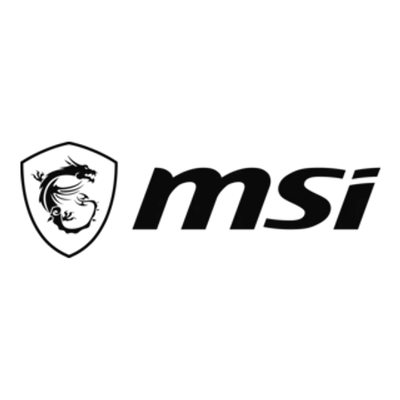 Black MSI logo with a dragon emblem inside a shield and stylized lowercase letters msi on a white background