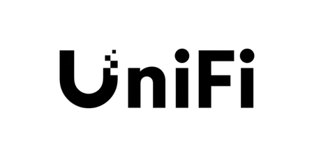 UniFi logo featuring stylized U with pixel dots representing digital connectivity.
