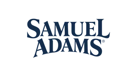 Samuel Adams logo with dark blue serif lettering on a transparent background