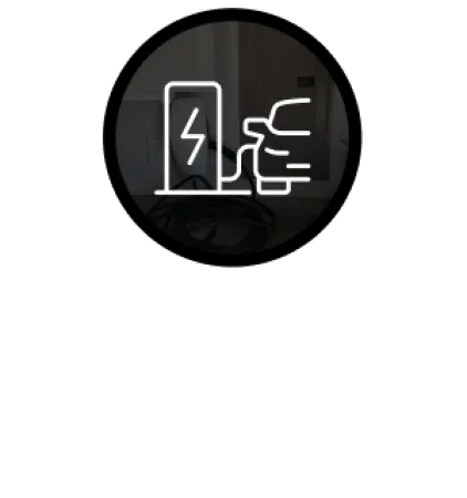 Icon of an electric vehicle connected to a charging station with text EV CHARGERS below