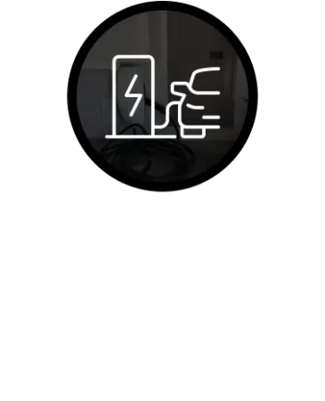 Icon of electric vehicle charging station connected to an EV with text EV CHARGERS below