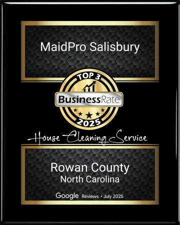 MaidPro Salisbury awarded Top 3 Business Rate 2025 for house cleaning in Rowan County, NC with Google reviews.