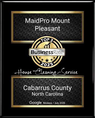MaidPro Mount Pleasant awarded Top 3 Business Rate 2025 for house cleaning in Cabarrus County, North Carolina.