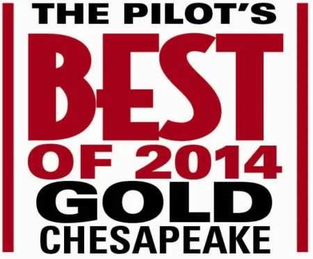 The Pilot's Best of 2014 Gold Chesapeake award logo with bold red and black text on white background
