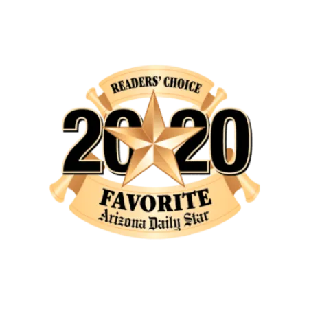 2020 Readers' Choice Favorite award badge with a gold star and Arizona Daily Star text