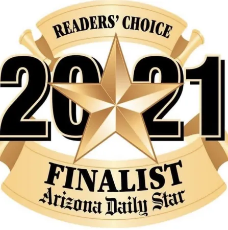 2021 Readers' Choice Finalist badge with gold star and Arizona Daily Star banner
