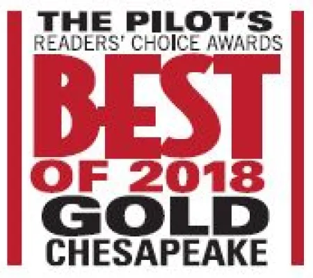 Best of 2018 Gold Award logo from The Pilot's Readers' Choice Awards in Chesapeake