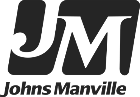 Johns Manville roofing products logo, certified installer for commercial roofing membranes insulation and building materials, Mattco Roofing Texas