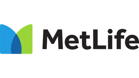 MetLife logo with blue and green overlapping shapes and bold black text