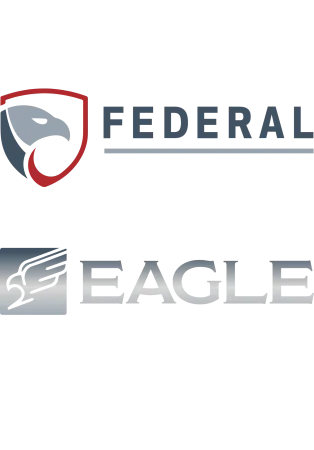 Federal and Eagle logos featuring stylized eagle heads with shield and wing elements in red, gray, and silver tones