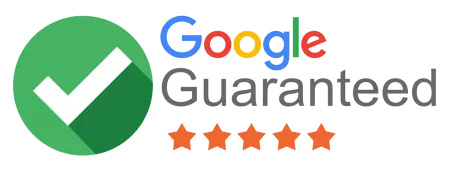 Google Guaranteed badge with green checkmark and five orange stars indicating top-rated service.