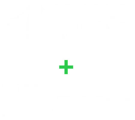 Nichols Cauley and The Laffoon Lab Teams logos side by side with a green plus sign in the center.