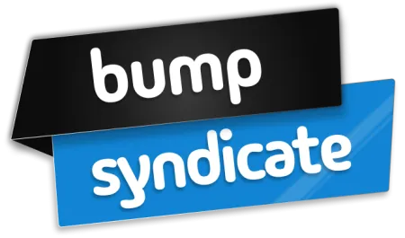 Bump Syndicate logo with white lettering on overlapping black and blue rectangular shapes.