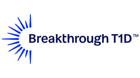 Breakthrough T1D logo with blue radial lines forming a partial sunburst around the text.