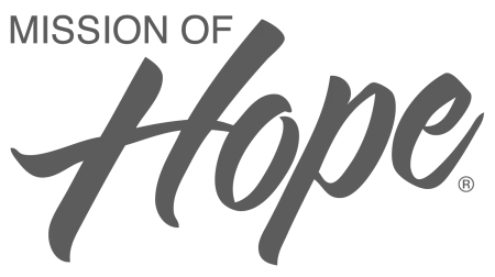 Mission of Hope logo with stylized script font in black on a transparent background