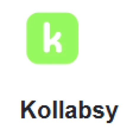 Kollabsy logo with white lowercase k on green rounded square background