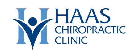 Blue Haas Chiropractic Clinic logo with a stylized human figure and bold typography