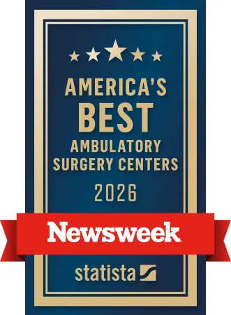 Award badge for Americas Best Ambulatory Surgery Centers 2026 by Newsweek and Statista in blue and gold.