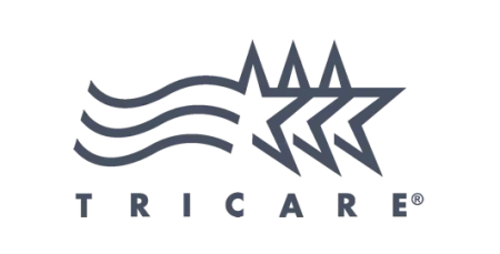 Tricare logo with three stars and three curved lines representing health and military support