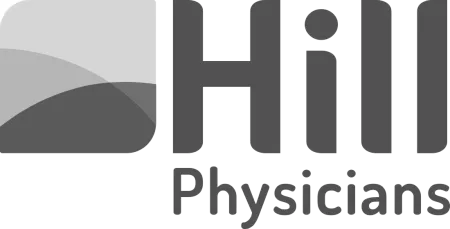 Hill Physicians logo with a stylized square and bold text in gray tones
