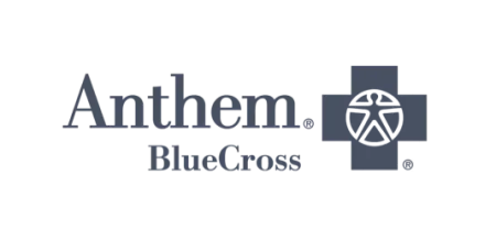 Anthem Blue Cross logo with blue cross icon and human figure inside on white background