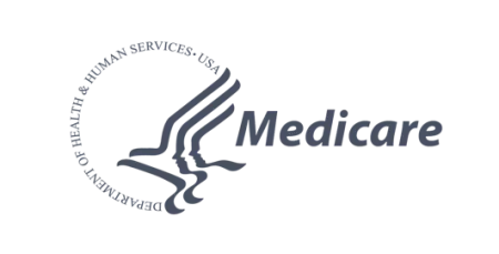 Medicare logo with Department of Health & Human Services eagle symbol and text on black background.