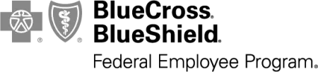 Blue Cross Blue Shield logo featuring a blue cross and shield with a medical caduceus symbol.