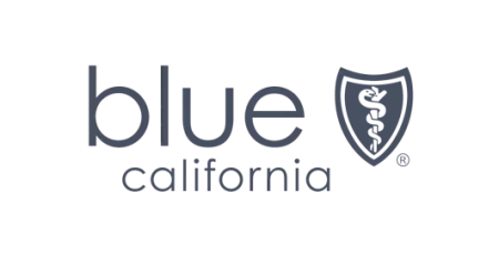 Blue California logo with a medical shield emblem featuring a caduceus symbol.