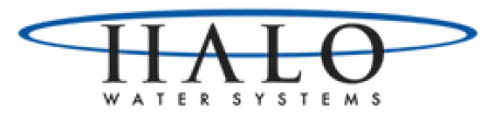 Halo Water Systems logo with blue halo ring around the word HALO in black capital letters.