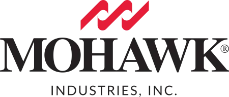 Mohawk Industries logo with stylized red double M symbol and black text on transparent background.
