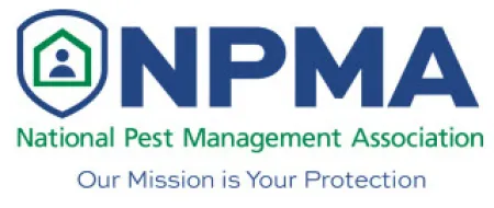 a logo with a blue and green background