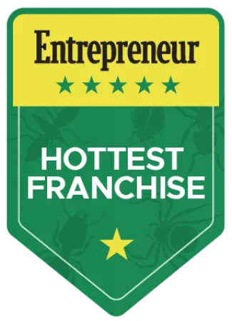 Entpreneur's Hottest Franchise award badge featuring green and yellow colors with five stars.