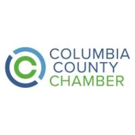 Columbia County Chamber logo with green and blue circular C symbol and text in blue and green