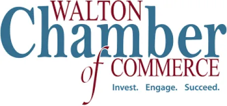 Logo of Walton Chamber of Commerce with the tagline Invest. Engage. Succeed. emphasizing business growth.
