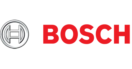Bosch logo featuring a circular emblem and bold red lettering on a black background.