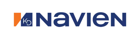 Navien company logo featuring blue and orange colors, promoting energy-efficient heating solutions.