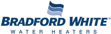 Bradford White logo representing quality water heaters with a blue color scheme and wave design.
