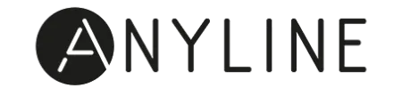 Black and white logo of Anyline with stylized letter A inside a circle followed by the word ANYLINE.