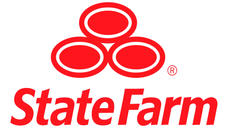 Red State Farm logo with three red ovals stacked above the State Farm text on a white background.