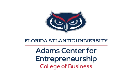 Florida Atlantic University Adams Center for Entrepreneurship College of Business logo with owl mascot.
